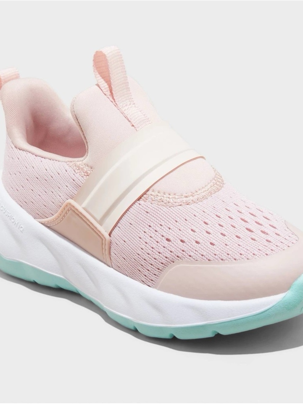 all in motion Light Pink Slip-On Kids Sneaker with Mint Outsole b142s